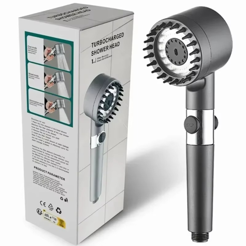 Pommeau de Douche à Filtre Haute Pression – 3 Modes avec Brosse de Massage - Image 4