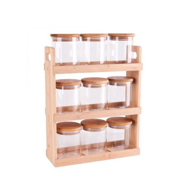 Ensemble de 9 Pots à Épices en Verre avec Support en Bois – Élégant & Pratique - Image 2