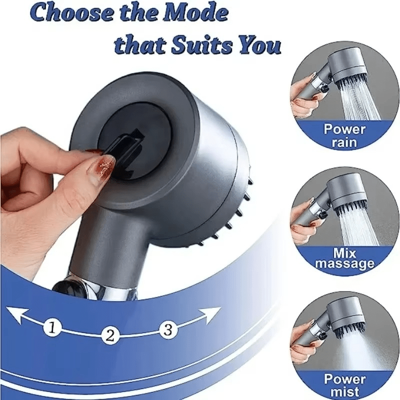Pommeau de Douche à Filtre Haute Pression – 3 Modes avec Brosse de Massage - Image 2